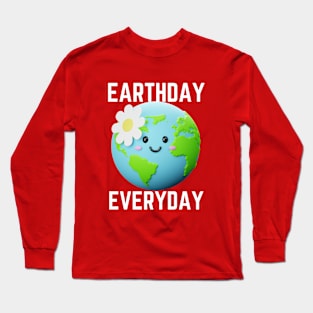 Earthday Everyday Cartoon Earth image Long Sleeve T-Shirt